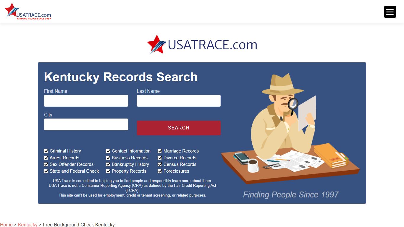 Free Background Check Kentucky - USATrace.com